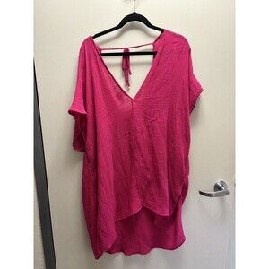 Kona Sol Pink XL Women's Swim Cover Up Tie Back Lightweight Polyester Beach